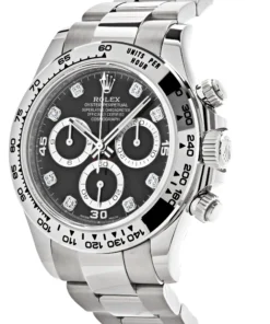 Alternative view of Rolex Daytona Replica 116509 White Gold Black Diamond Dial