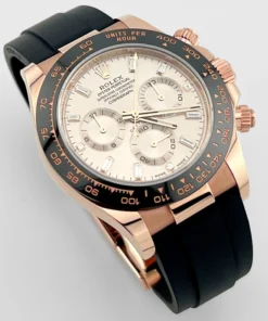 Alternative view of Rolex Daytona Replica 116515LN Rose Gold Baguette Diamond Sundust Dial