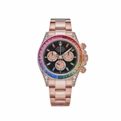 Rolex Daytona Replica 116595RBOW ‘Rainbow’ Rose Gold Black Dial Sapphire Bezel