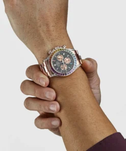 Alternative view of Rolex Daytona Replica 116595RBOW ‘Rainbow’ Rose Gold Black Dial Sapphire Bezel