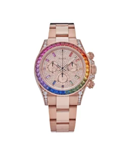 Rolex Daytona Replica 116595RBOW ‘Rainbow’ Rose Gold Pave Diamond Dial Sapphire Bezel