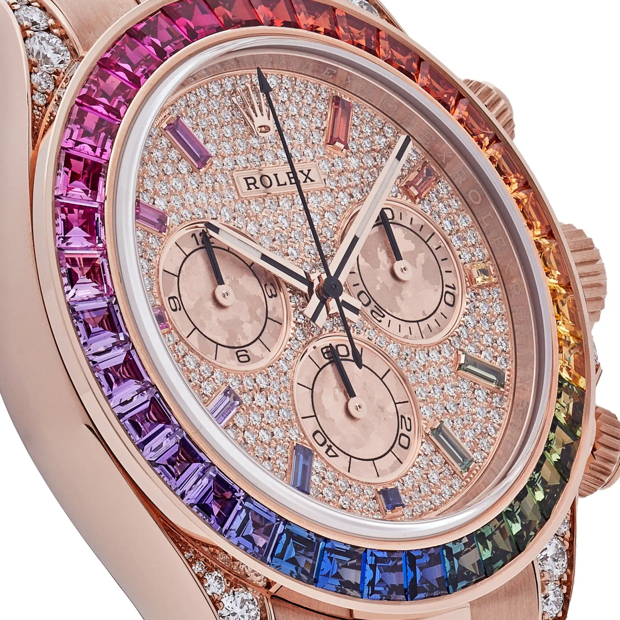 Rolex Daytona Replica 116595RBOW ‘Rainbow’ Rose Gold Pave Diamond Dial Sapphire Bezel - Image 5