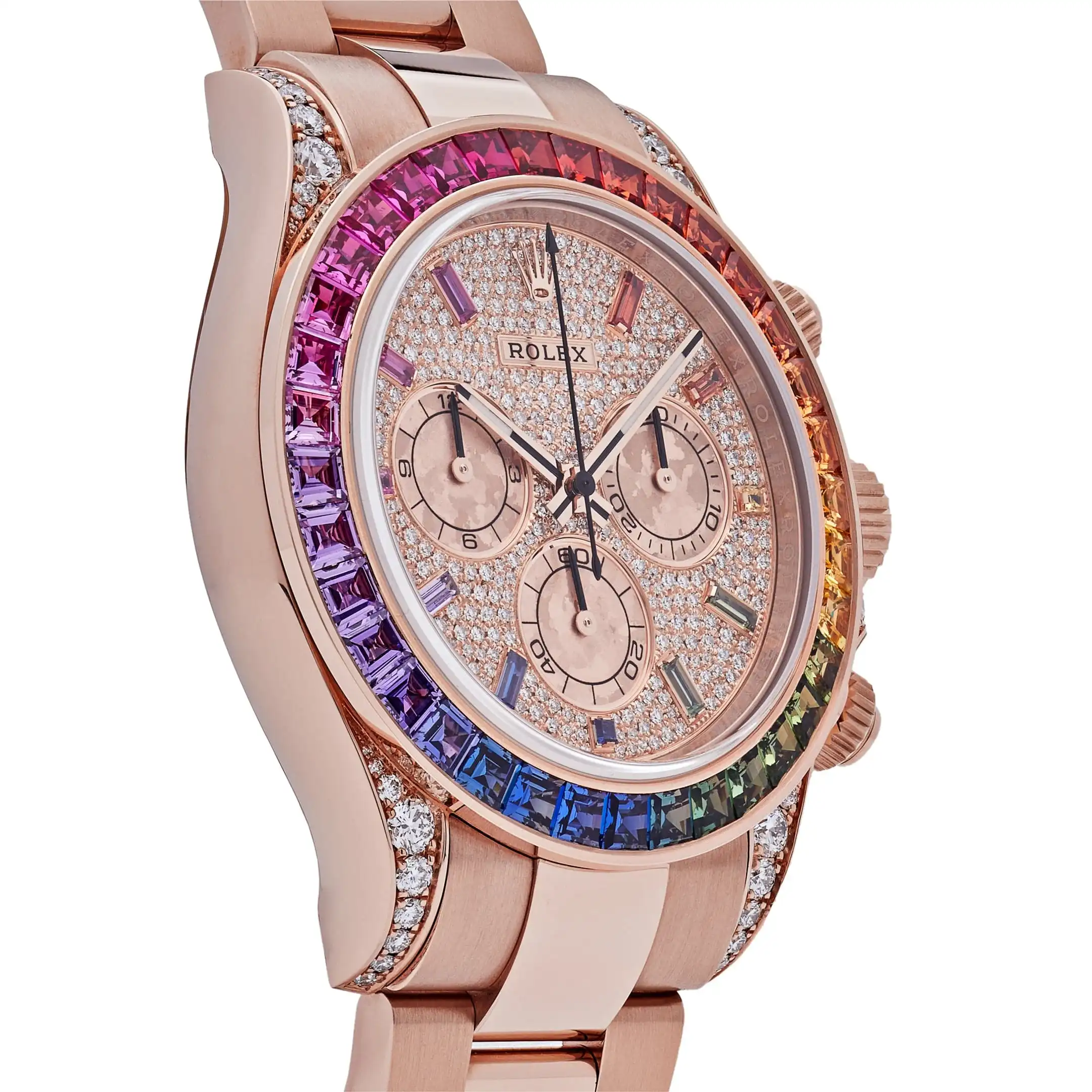 Rolex Daytona Replica 116595RBOW ‘Rainbow’ Rose Gold Pave Diamond Dial Sapphire Bezel - Image 3