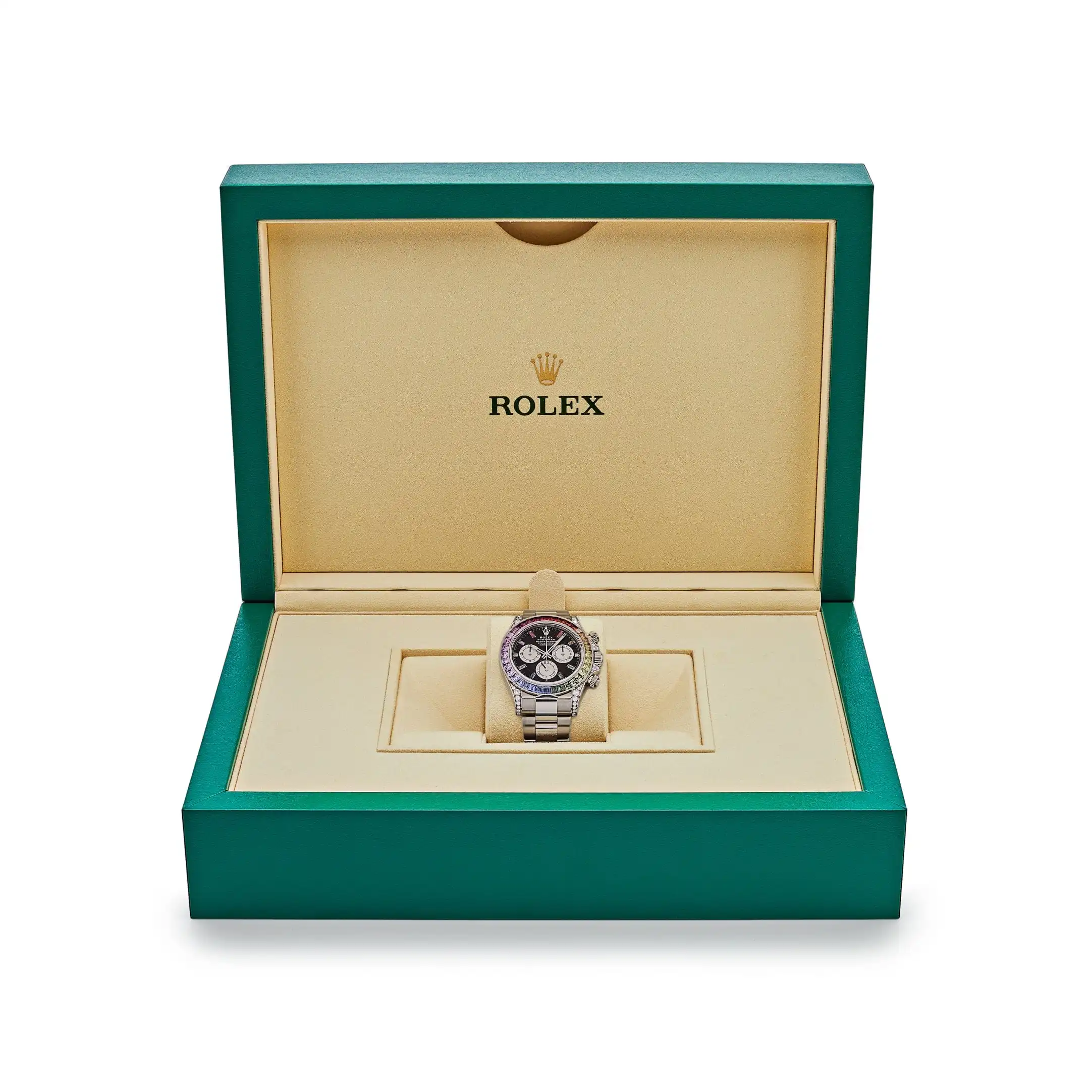 Rolex Daytona Replica 116599RBOW ‘Rainbow’ White Gold Black Dial Sapphire Bezel - Image 7