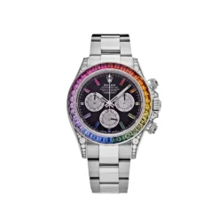 Rolex Daytona Replica 116599RBOW ‘Rainbow’ White Gold Black Dial Sapphire Bezel