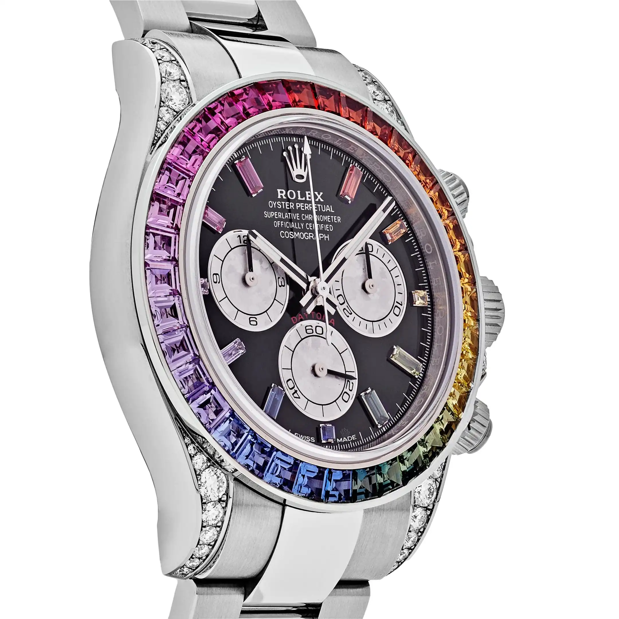 Rolex Daytona Replica 116599RBOW ‘Rainbow’ White Gold Black Dial Sapphire Bezel - Image 4