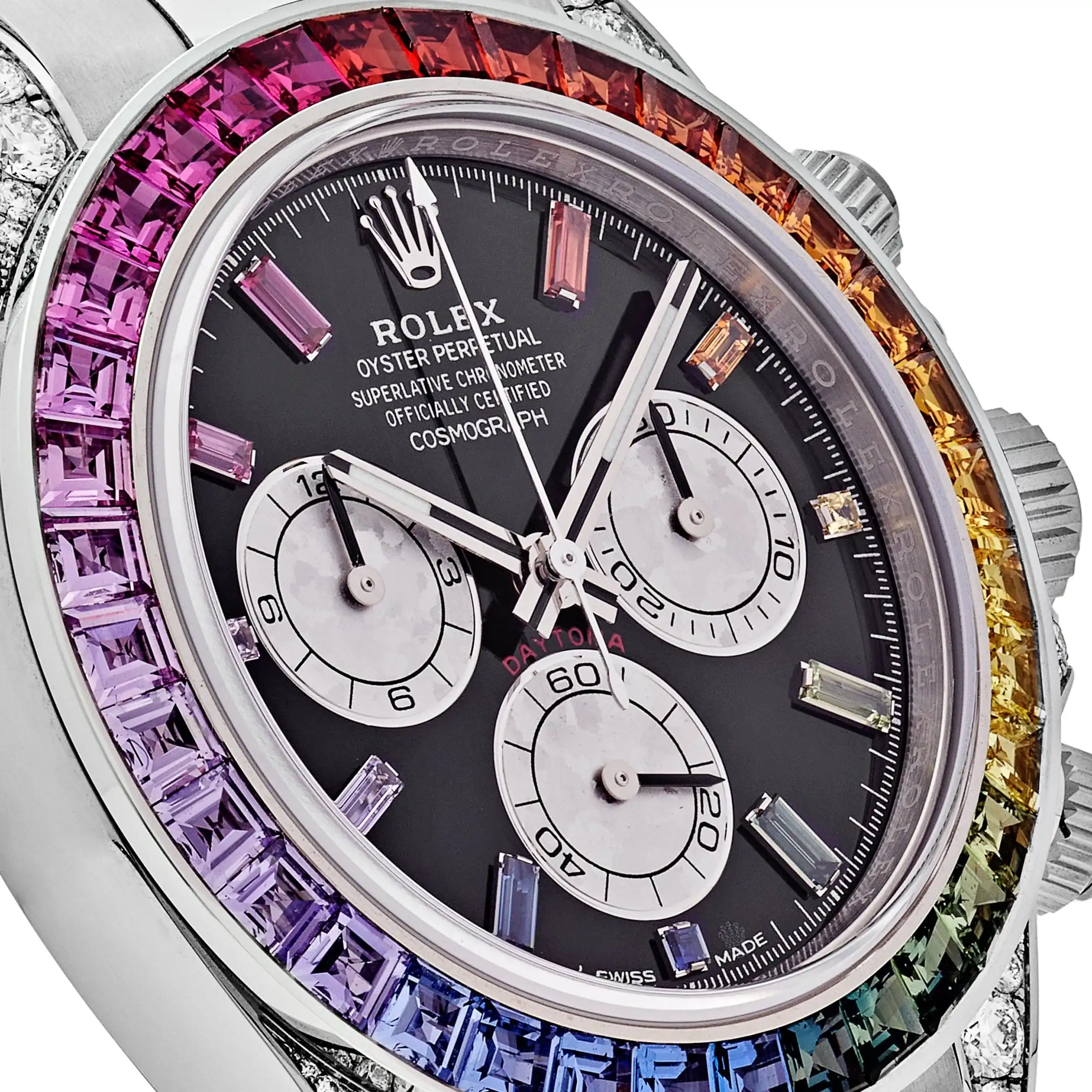 Rolex Daytona Replica 116599RBOW ‘Rainbow’ White Gold Black Dial Sapphire Bezel - Image 5