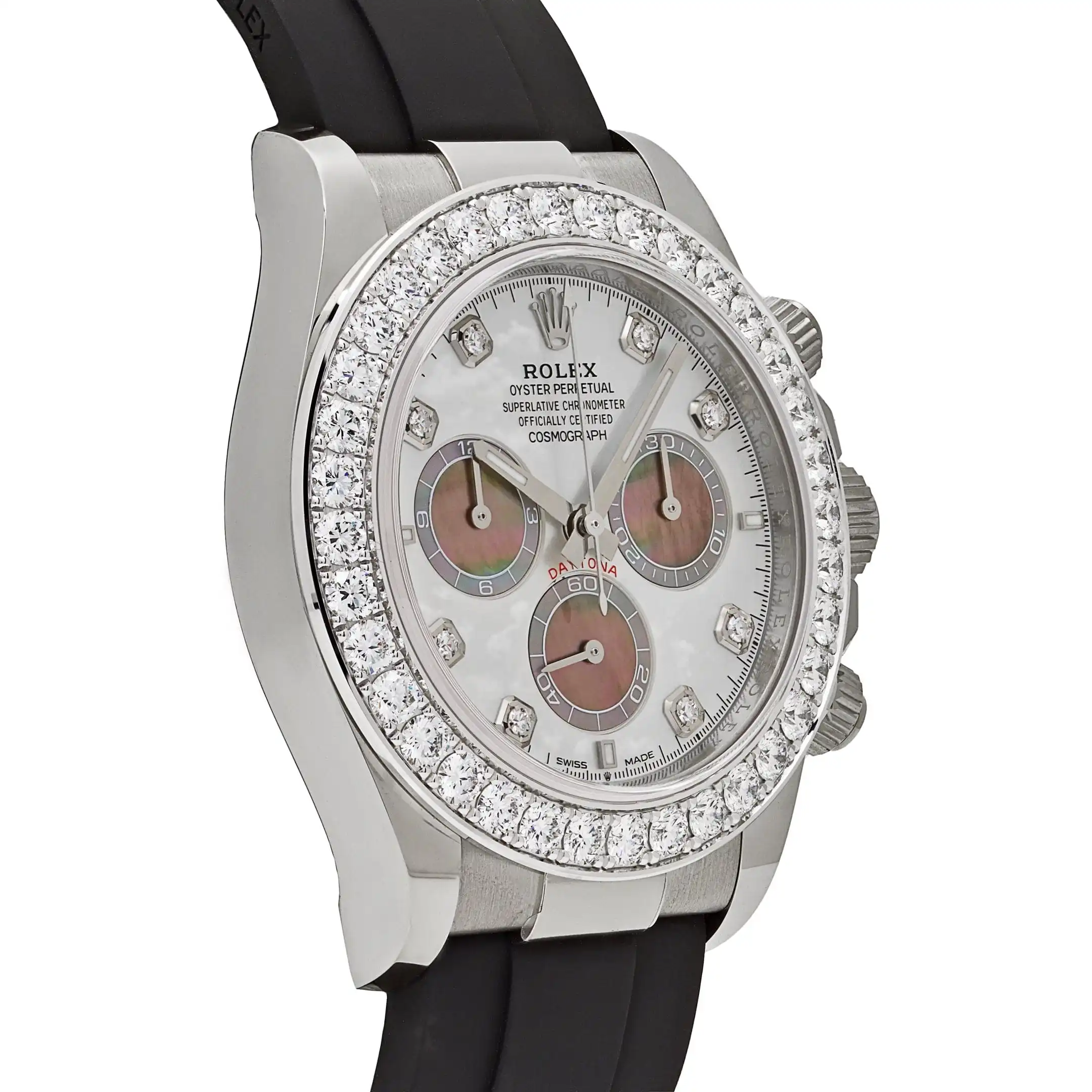 Rolex Daytona Replica 126589RBR White Gold Diamond Mother of Pearl Dial Diamond Bezel - Image 4