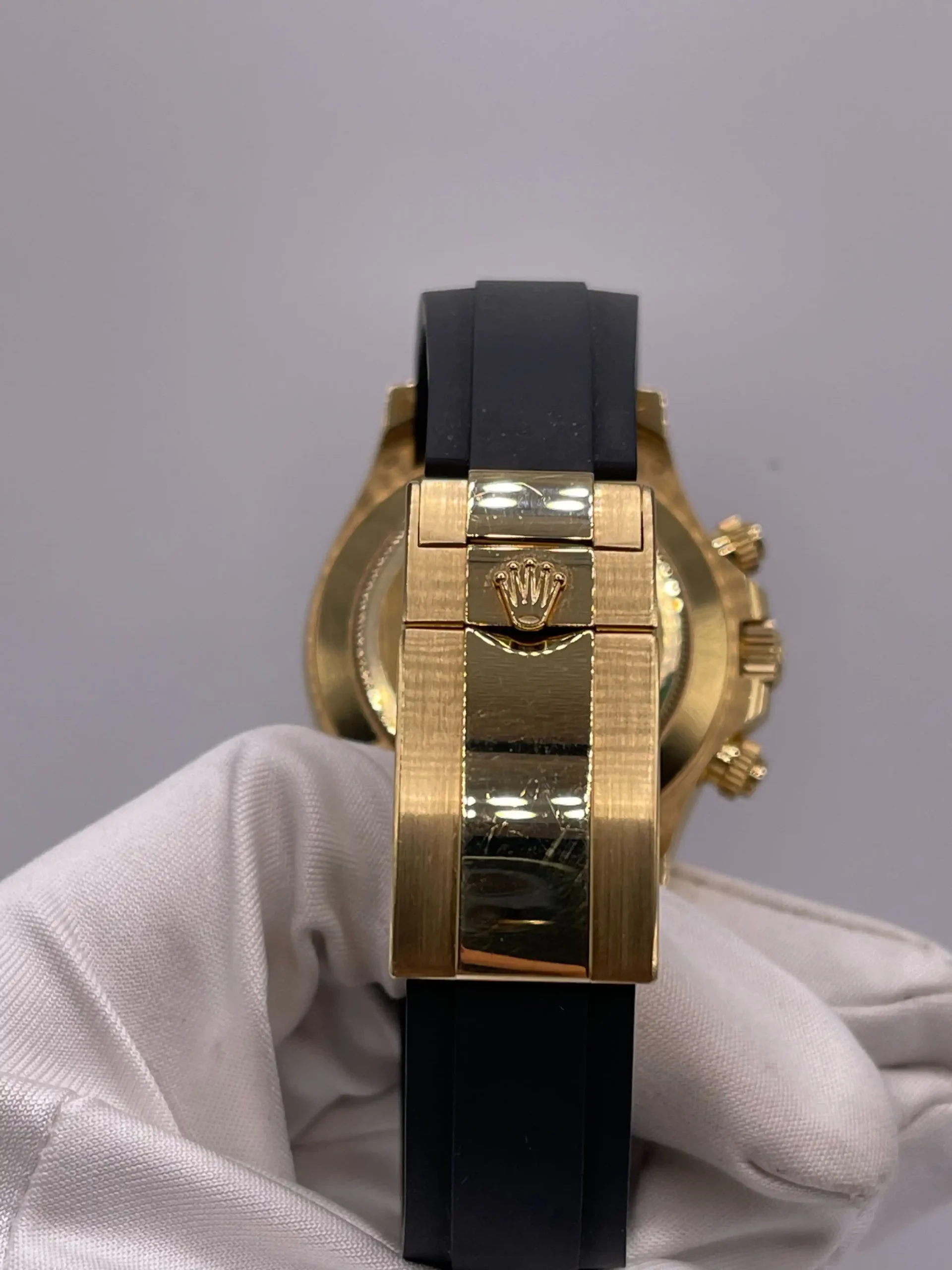 Rolex Daytona Replica 116588SACO Yellow Gold Orange Sapphire Bezel Black Diamo - Image 6