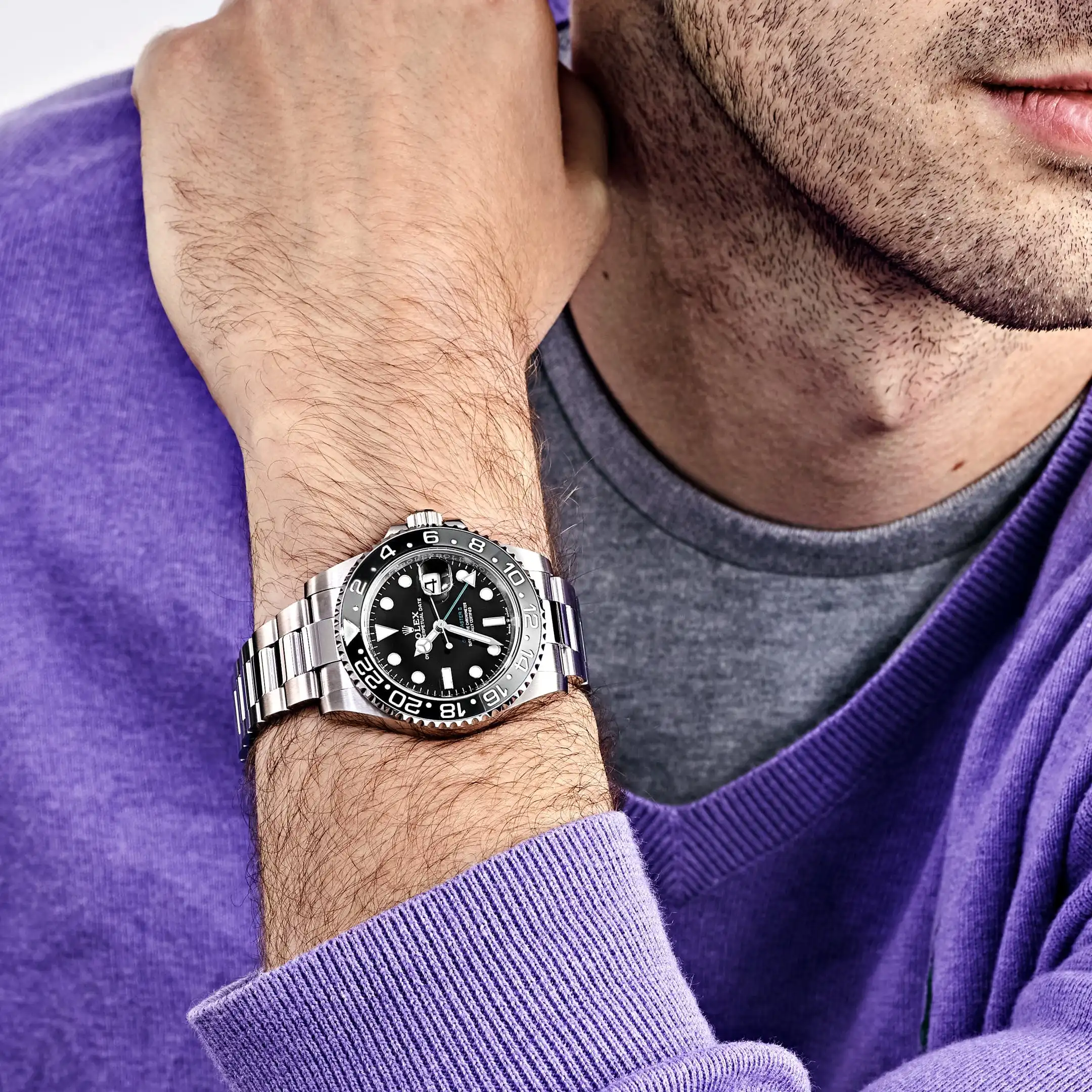 Rolex GMT-Master II Replica 126710GRNR ‘Bruce Wayne’ Stainless Steel Black Dial Oyster - Image 2