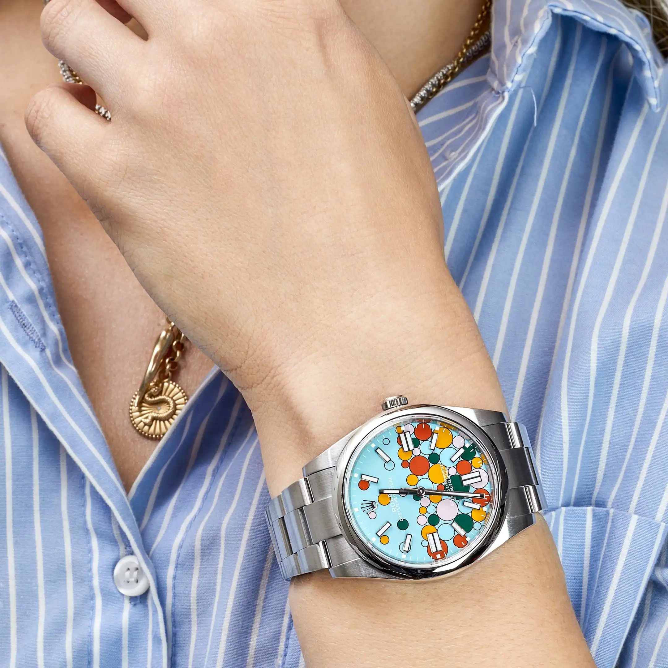 Rolex Oyster Perpetual Replica 126000 Stainless Steel ‘Celebration Motif’ Dial - Image 3