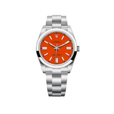 Rolex Oyster Perpetual Replica 126000 Stainless Steel Coral Red Dial