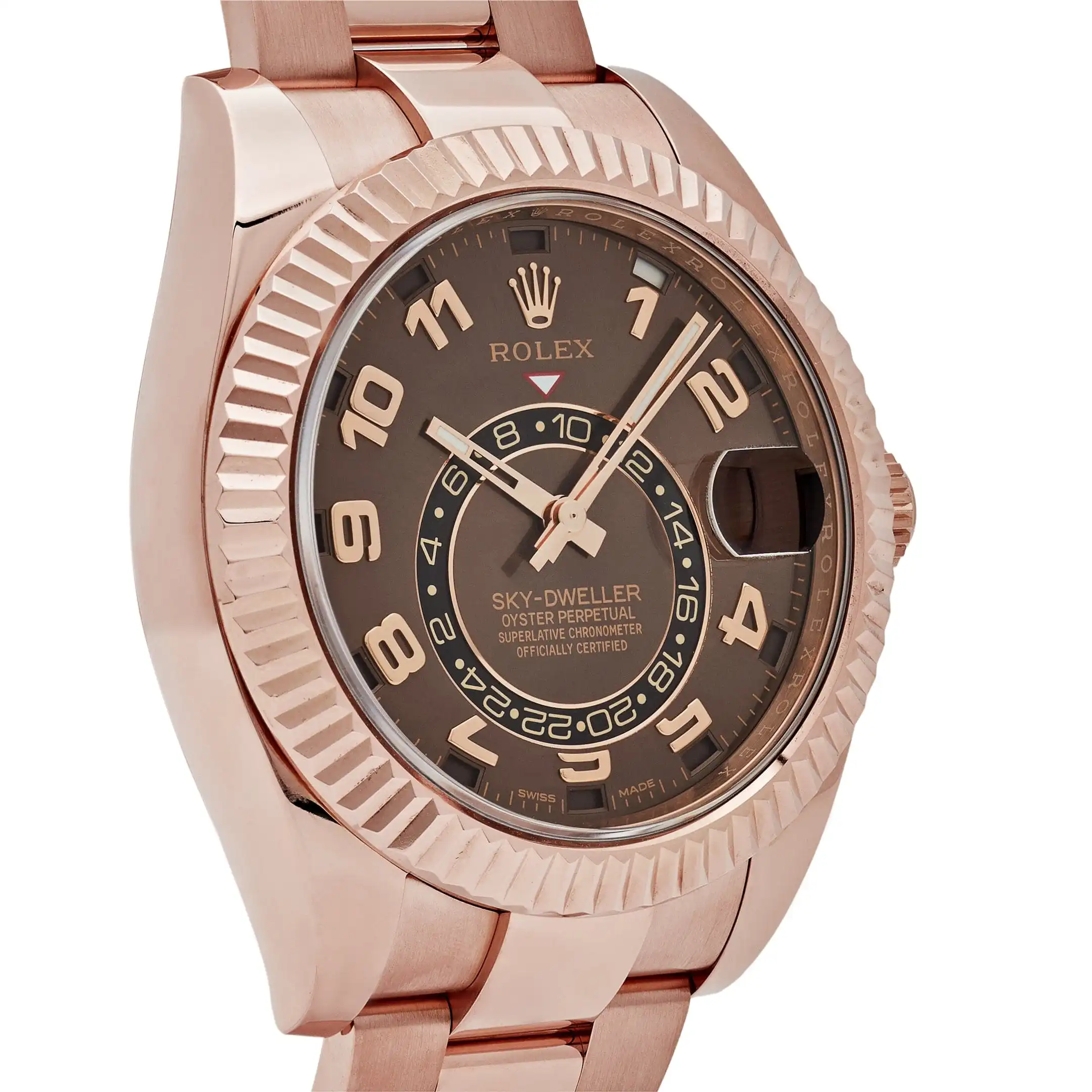 Replica Rolex Sky-Dweller 326935 Rose Gold Chocolate Arabic Numeral Dial - Image 3