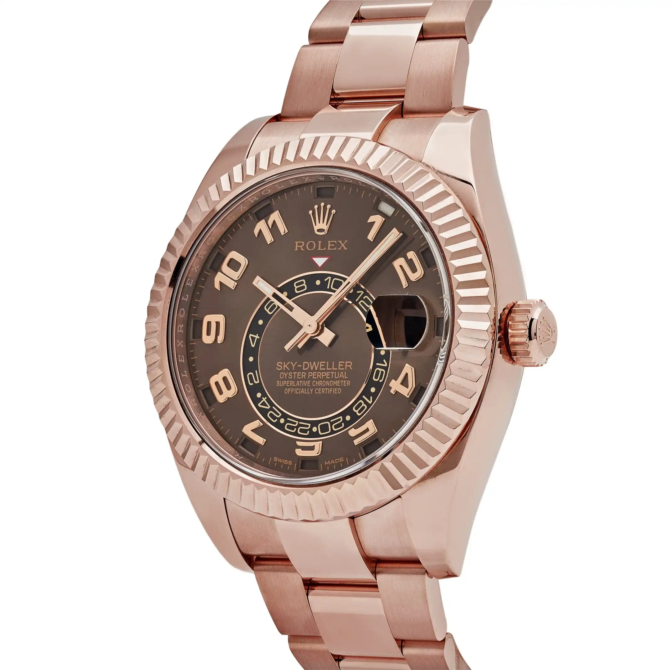 Replica Rolex Sky-Dweller 326935 Rose Gold Chocolate Arabic Numeral Dial - Image 4