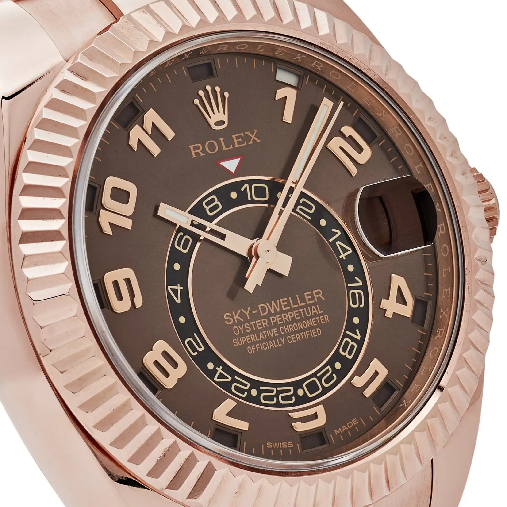 Replica Rolex Sky-Dweller 326935 Rose Gold Chocolate Arabic Numeral Dial - Image 5