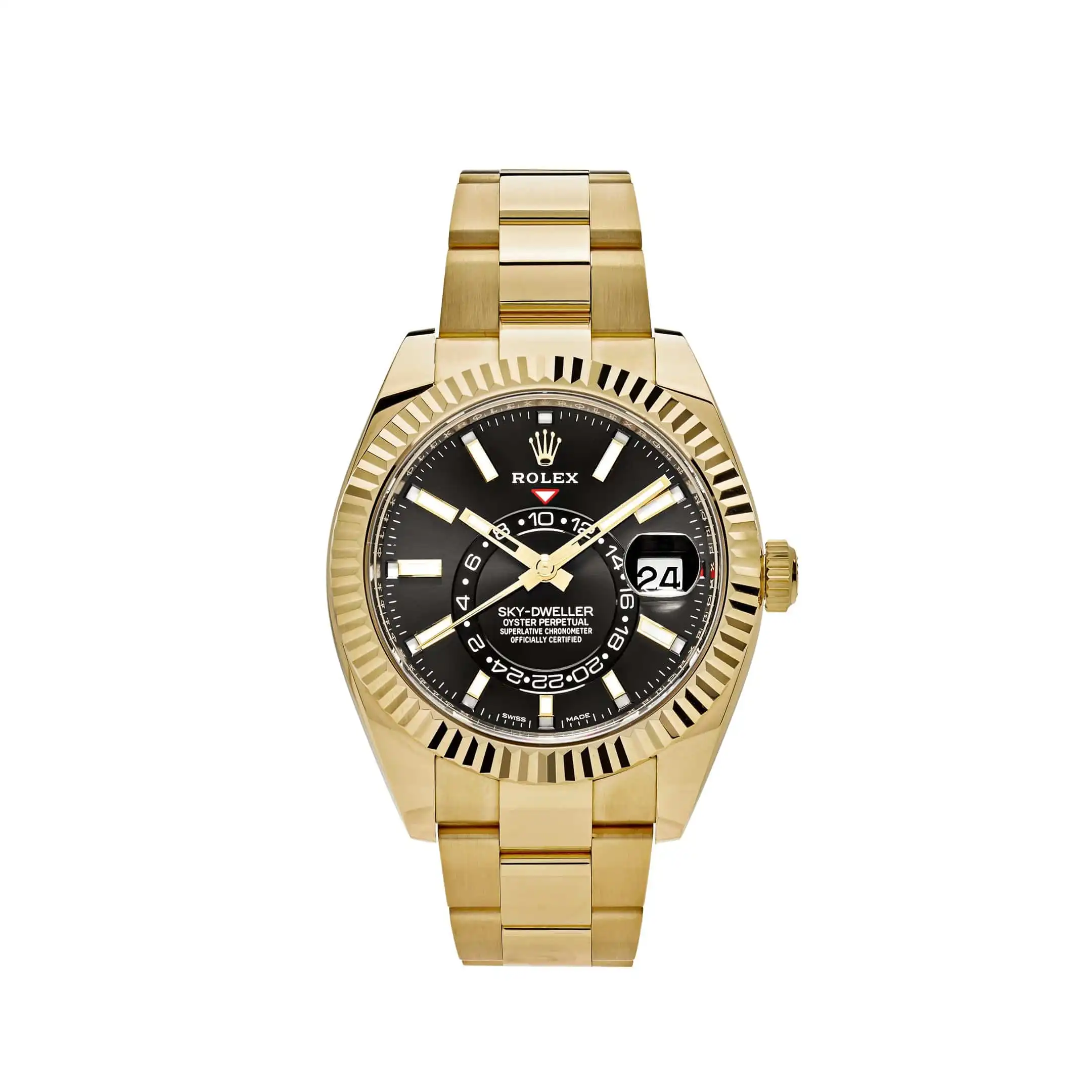 Replica Rolex Sky-Dweller 336938 Yellow Gold Black Dial