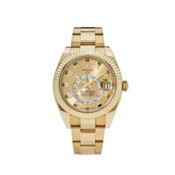 Replica Rolex Sky-Dweller 326938 Yellow Gold Champagne Dial Arabic Numerals