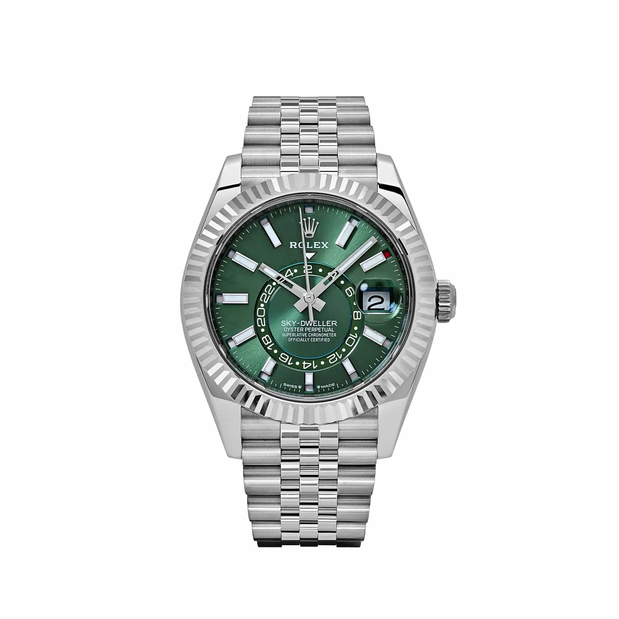 Replica Rolex Sky-Dweller 336934 Stainless Steel Green Dial Jubilee