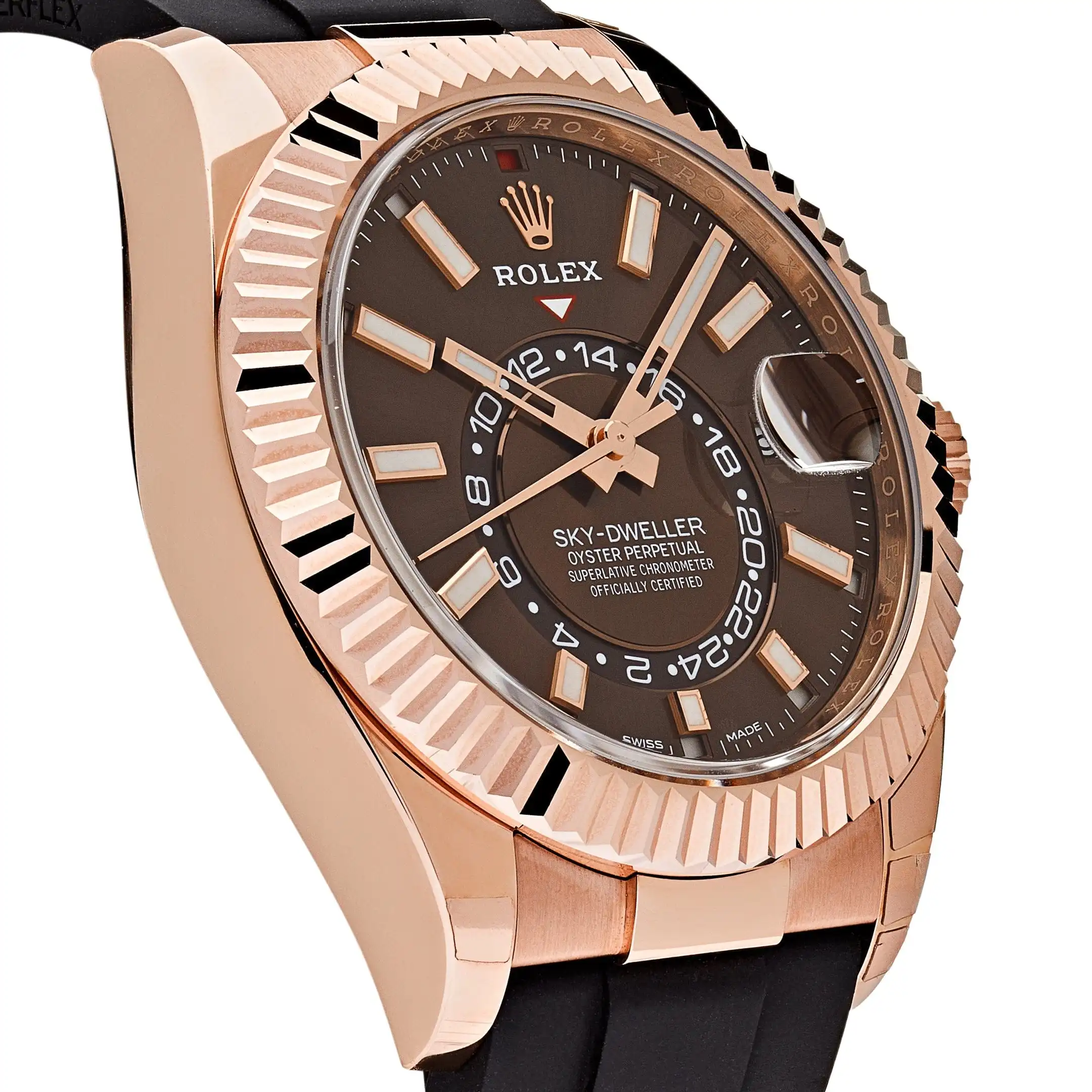 Replica Rolex Sky-Dweller 336235 Rose Gold Brown Chocolate Dial Oysterflex - Image 3