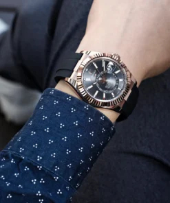 Alternative view of Replica Rolex Sky-Dweller 326235 Rose Gold Rhodium Dial
