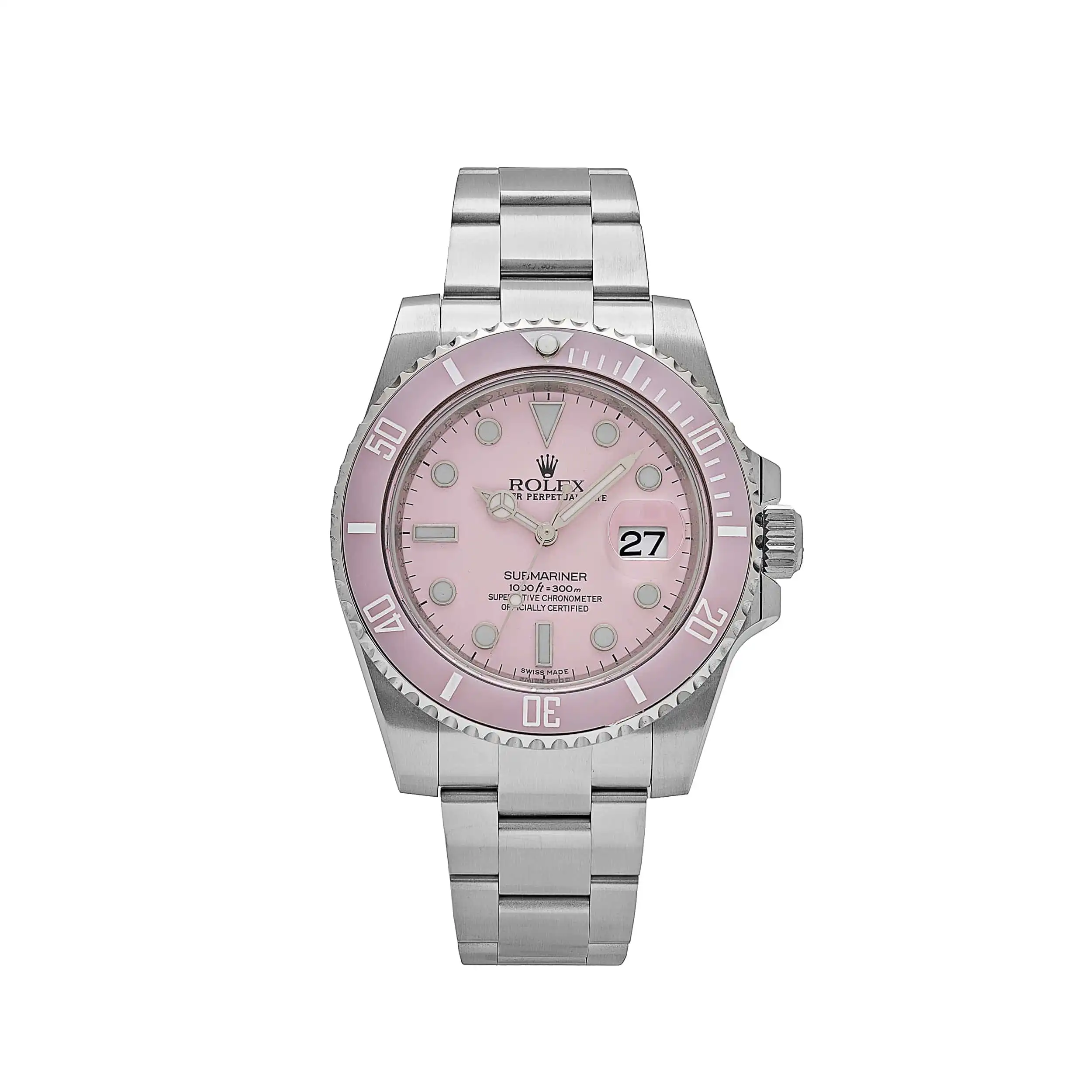Rolex Submariner Date Replica 116610LN Stainless Steel Aftermarket Custom Made Pink Dial and Bezel