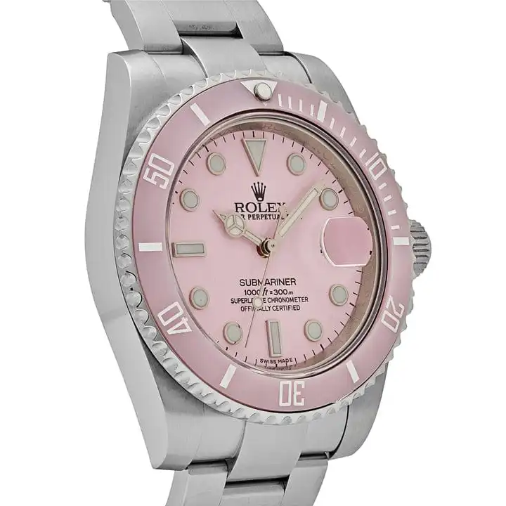 Rolex Submariner Date Replica 116610LN Stainless Steel Aftermarket Custom Made Pink Dial and Bezel - Image 4