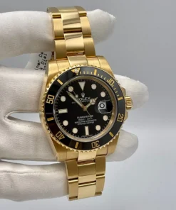 Alternative view of Rolex Submariner Date Replica 116618LN Yellow Gold Black Dial