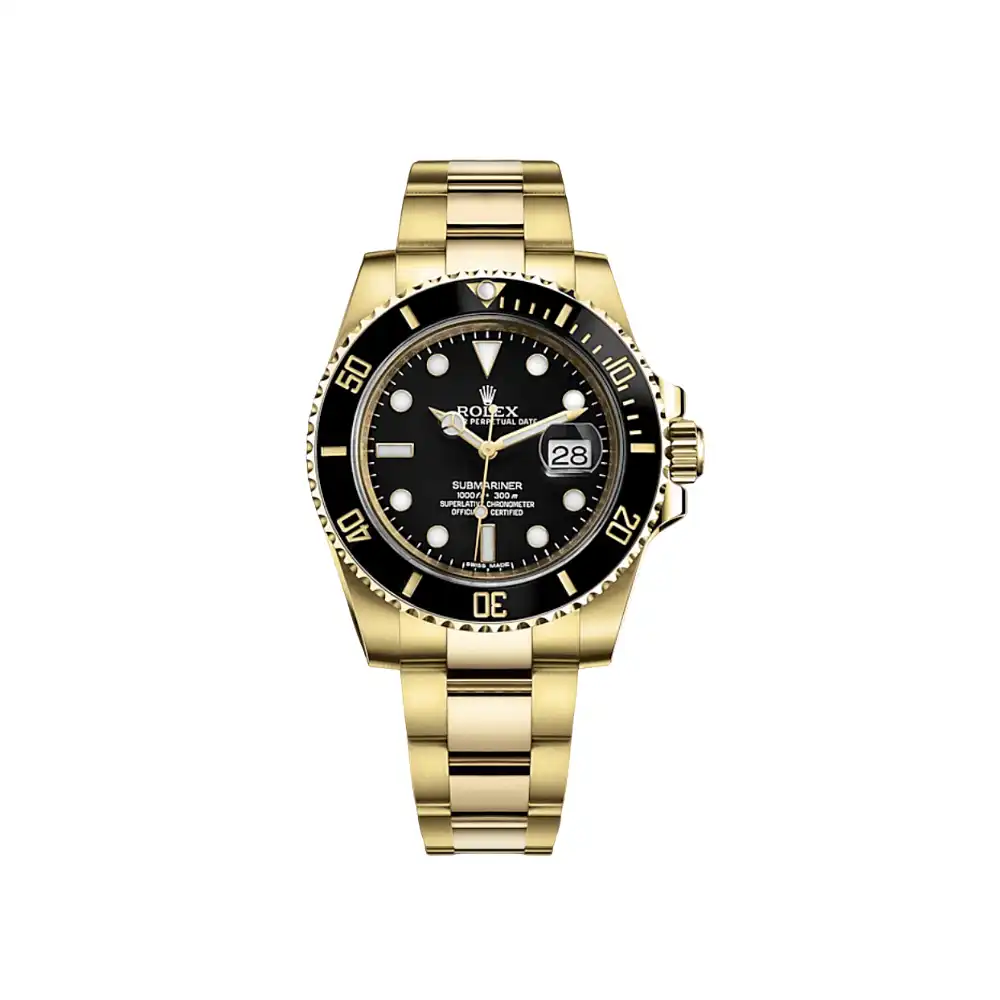 Rolex Submariner Date Replica 116618LN Yellow Gold Black Dial