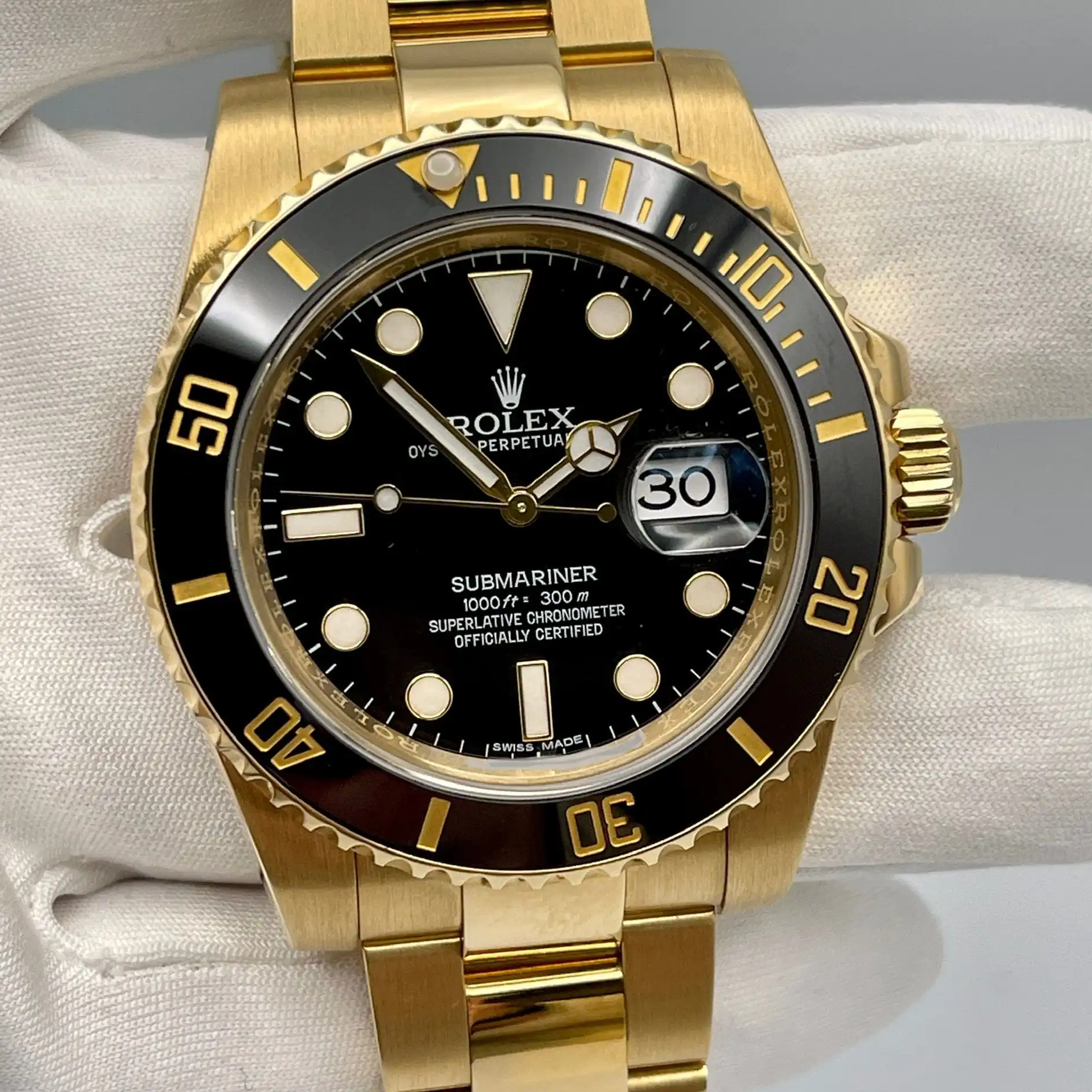 Rolex Submariner Date Replica 116618LN Yellow Gold Black Dial - Image 3