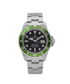 Rolex Submariner Date Replica 16610LV ‘Kermit’ Bezel Flat 4 Stainless Steel Black Dial Oyster