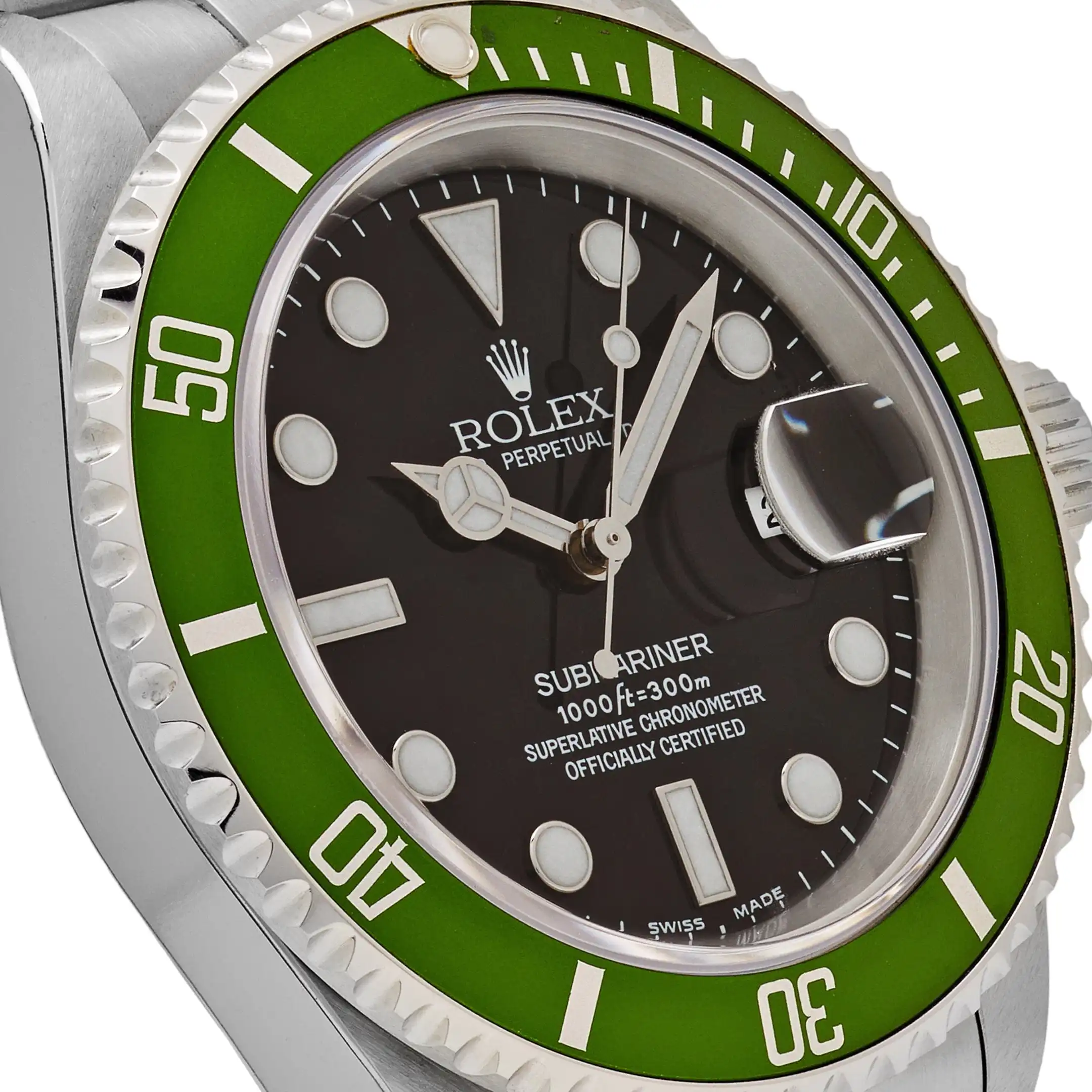 Rolex Submariner Date Replica 16610LV ‘Kermit’ Bezel Flat 4 Stainless Steel Black Dial Oyster - Image 5