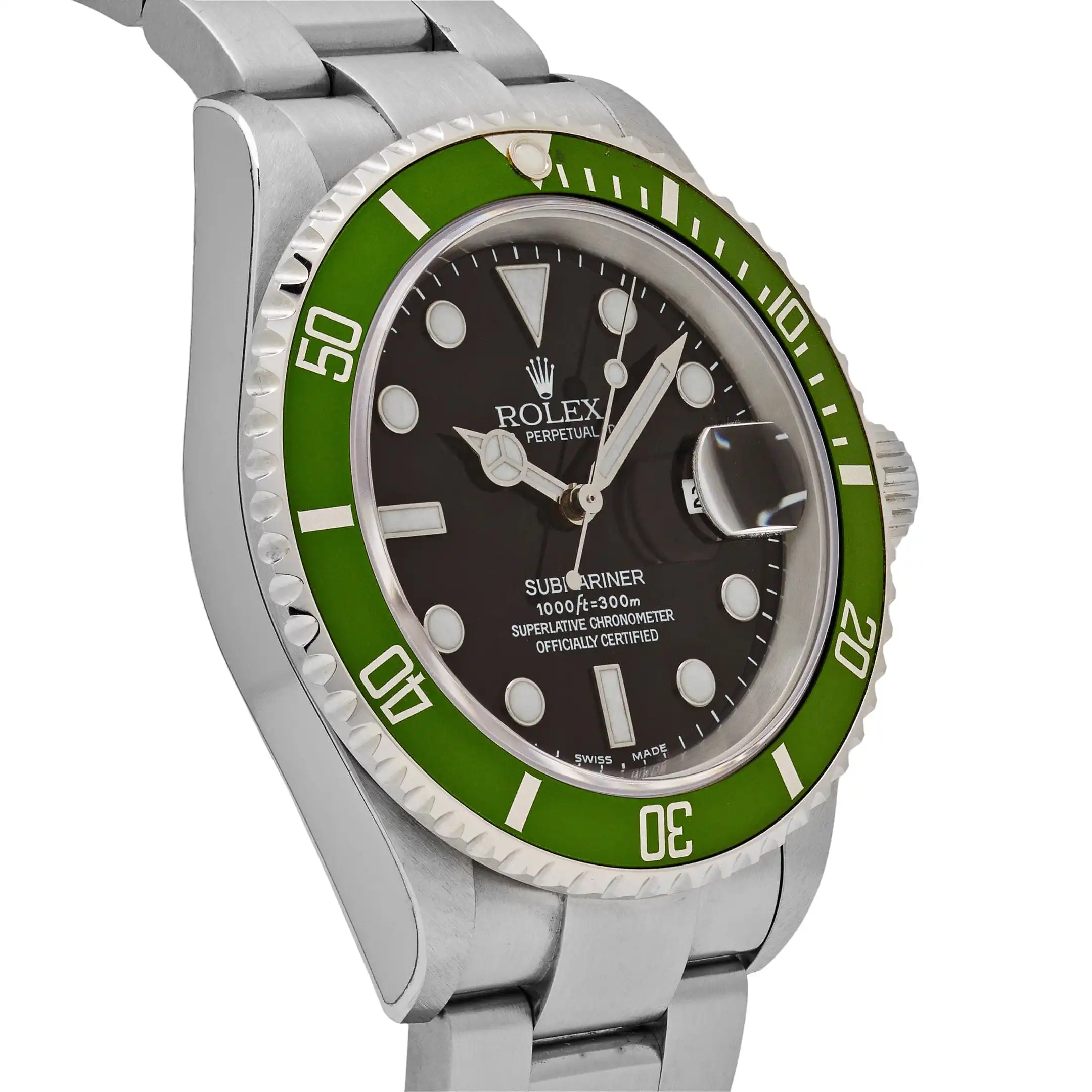 Rolex Submariner Date Replica 16610LV ‘Kermit’ Bezel Flat 4 Stainless Steel Black Dial Oyster - Image 4