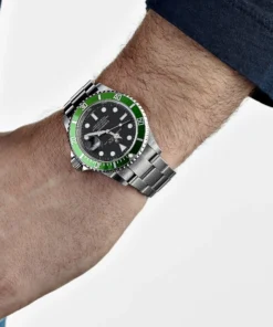 Alternative view of Rolex Submariner Date Replica 16610LV ‘Kermit’ Bezel Stainless Steel Black Dial Oyster