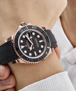 Alternative view of Rolex Yacht-Master Replica 126655 Rose Gold Black Dial