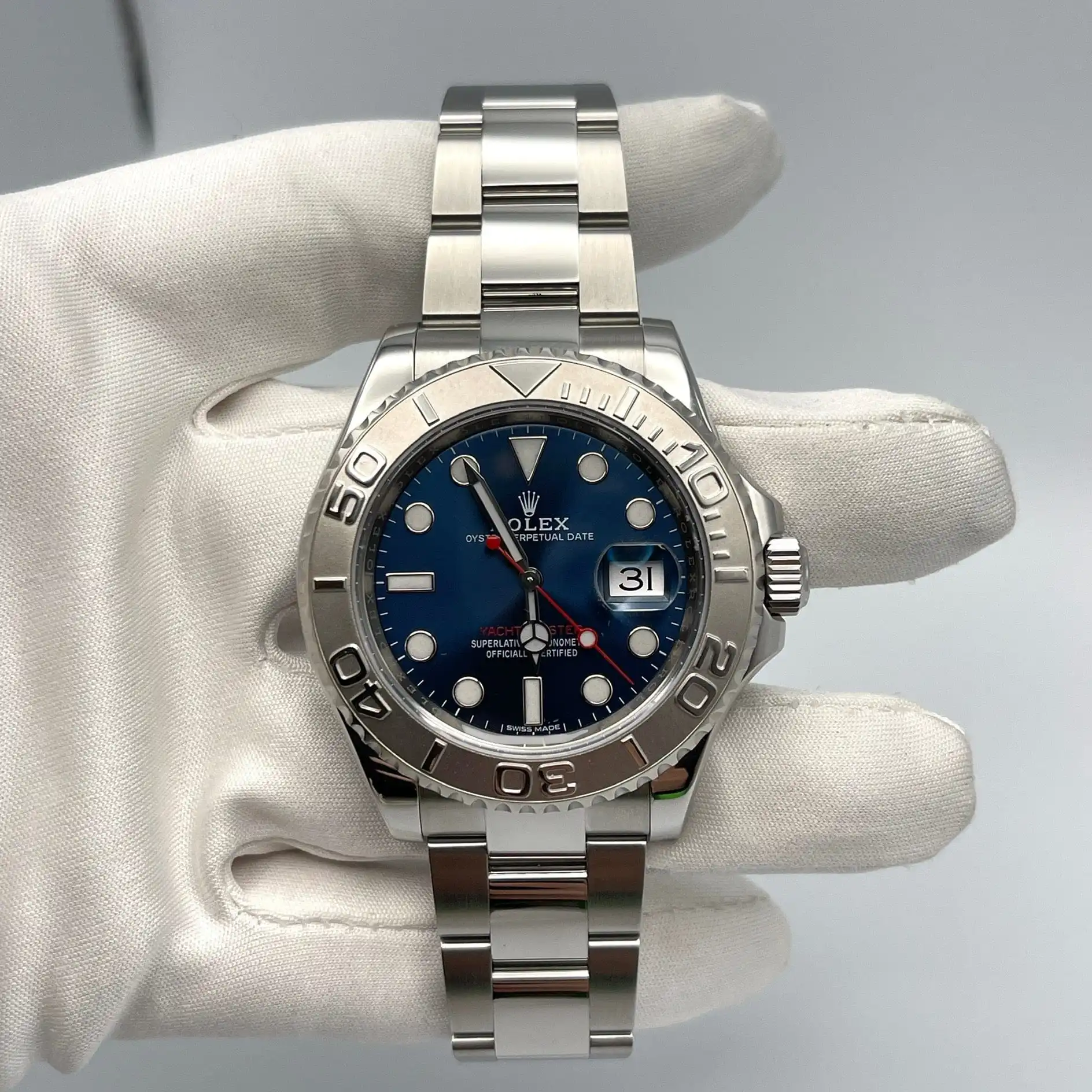 Rolex Yacht-Master Replica 116622 Stainless Steel Platinum Blue Dial - Image 2