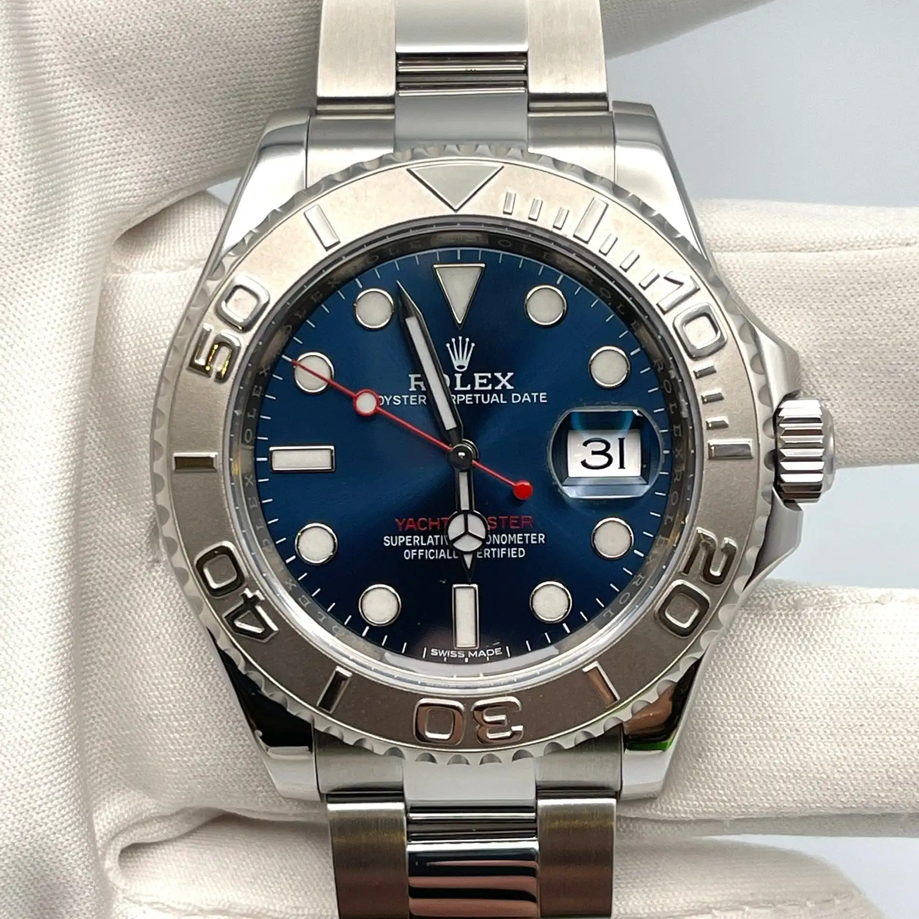 Rolex Yacht-Master Replica 116622 Stainless Steel Platinum Blue Dial - Image 3
